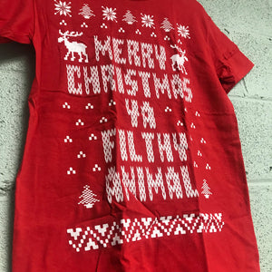 Merry Christmas YA Filthy Animal Short Sleeve Shirt Red