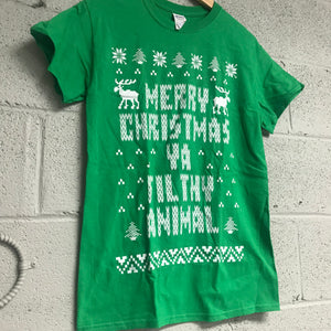 Merry Christmas YA Filthy Animal Short Sleeve Shirt Green