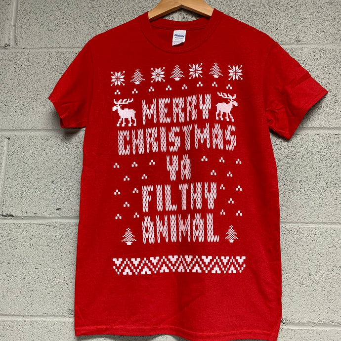 Merry Christmas YA Filthy Animal Short Sleeve Shirt Red