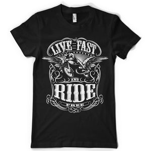 Live fast and Ride free life inspiration T shirt Print on American Apparel Men's Shirt