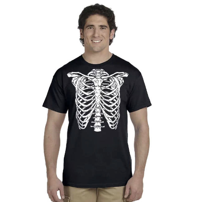 Skeleton Ribs T-Shirt Cage Skeleton T-Shirt Horror Halloween Geekery Costume Party Tee Shirt Tshirt Mens S-3Xl