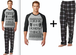 i drink and i know things Christmas Pajamas Set Christmas Pajamas Uni-sex Set set, included shirt and pant Pajamas Set