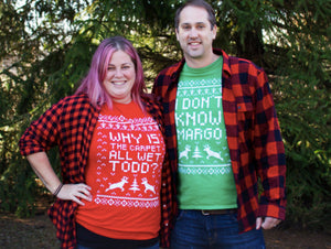 SET OF 2 Matching Shirts Why Is The Carpet All Wet Todd I Don't Know Margo Christmas Parties Holiday Shirt Unisex Short Sleeve Shirt