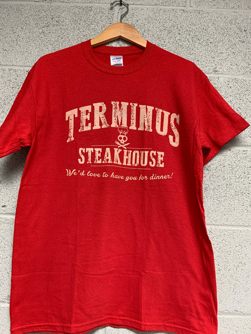 Terminus Steak House walking Dead Men T shirt RED