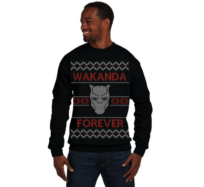 Black Panther Wakanda Forever Ugly Christmas Sweatshirt